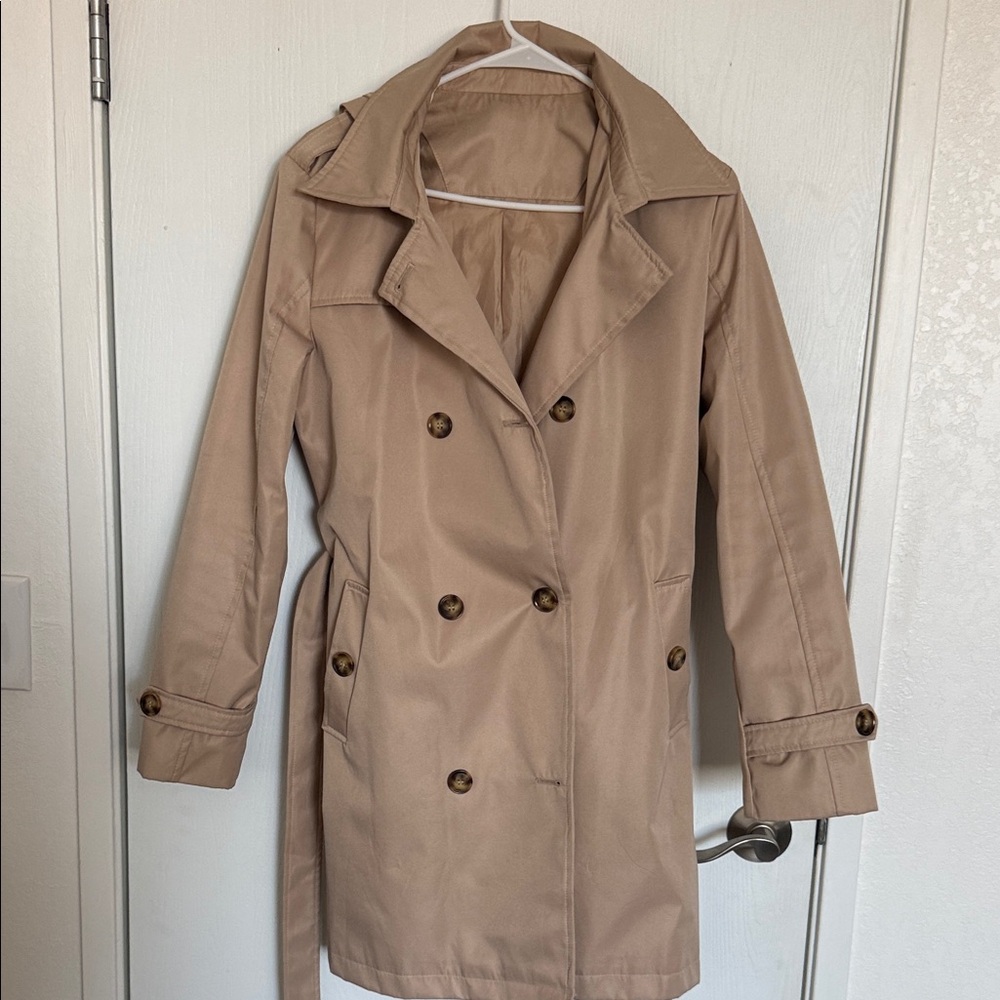 Source Unknown Tan Double-Breasted Trench Coat